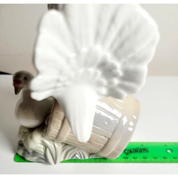 Vintage Porcelain Turtle Dove Figurine White Love Birds Sculpture Valencia Spain - Picture 12 of 13